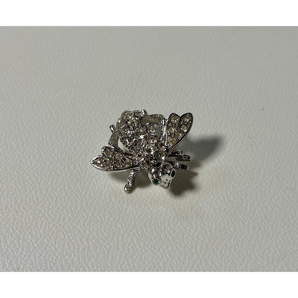 Signed Joan Rivers Black Knight Queen Bee Bug Brooch Gunmetal Crystal Rhinestone